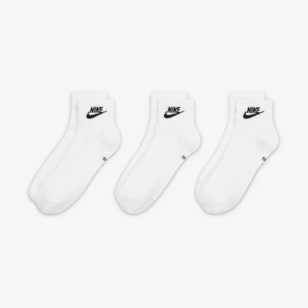 NIKE EVERYDAY ESSENTIAL ANKLE SOCKS (3 PAIRS) WHITE