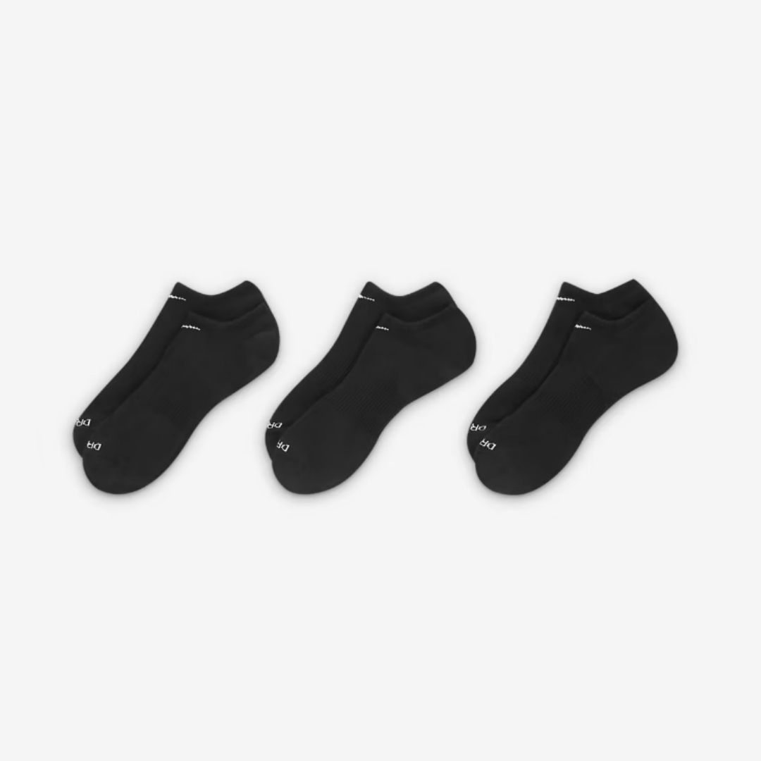 NIKE EVERYDAY PLUS CUSHION TRAINING NO-SHOW SOCKS BLACK (3 PAIRS)