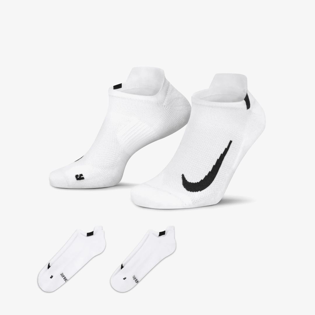 NIKE MULTIPLIER RUNNING NO-SHOW SOCKS WHITE (2 PAIRS)