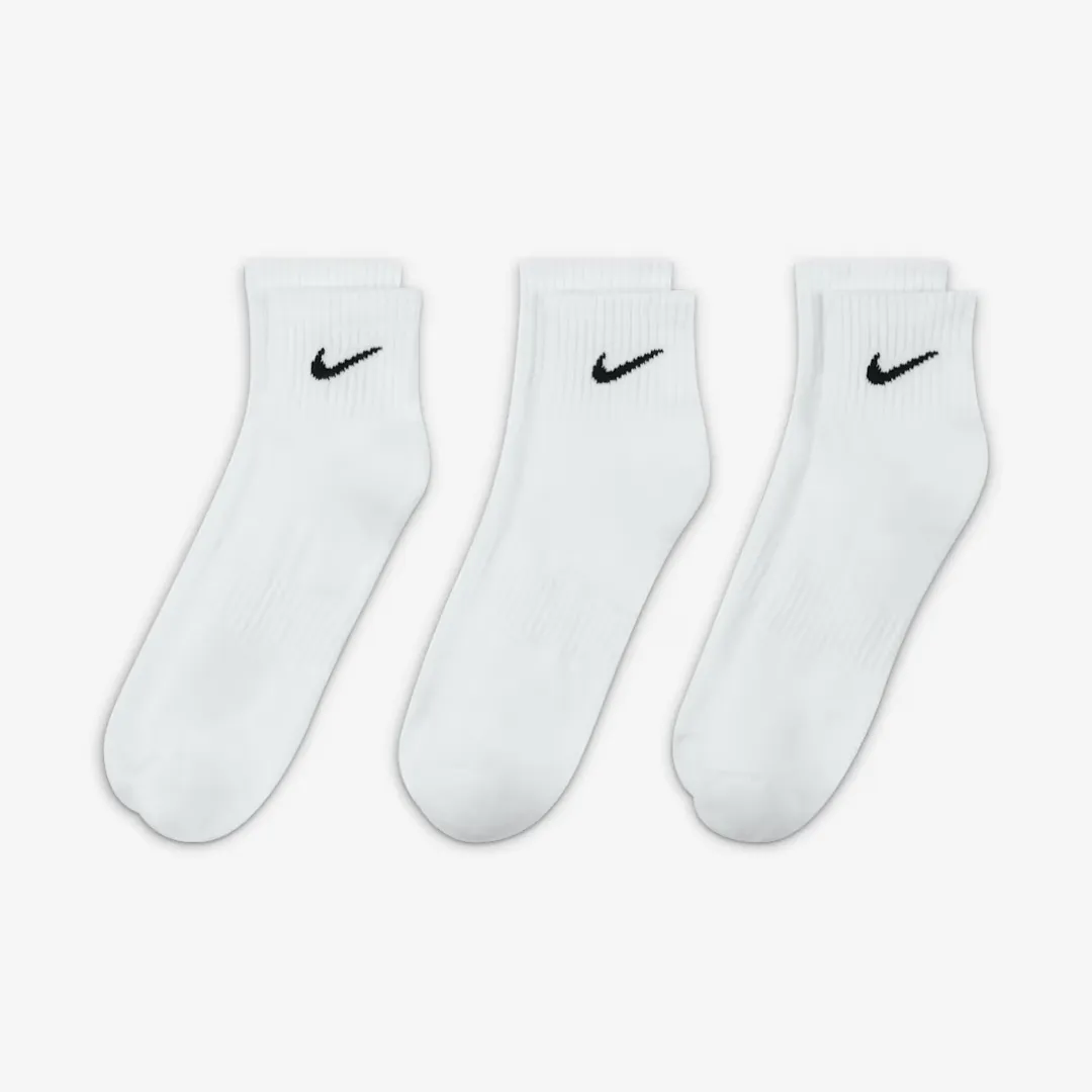 NIKE EVERYDAY CUSHIONED TRAINING ANKLE SOCKS (3 PAIRS) WHITE