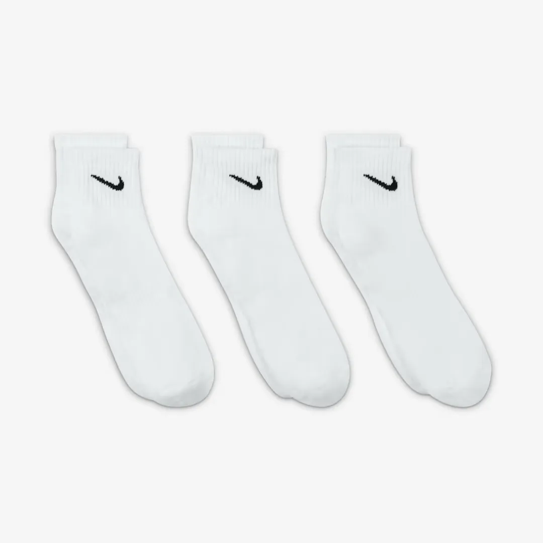 NIKE EVERYDAY CUSHIONED TRAINING ANKLE SOCKS (3 PAIRS) WHITE